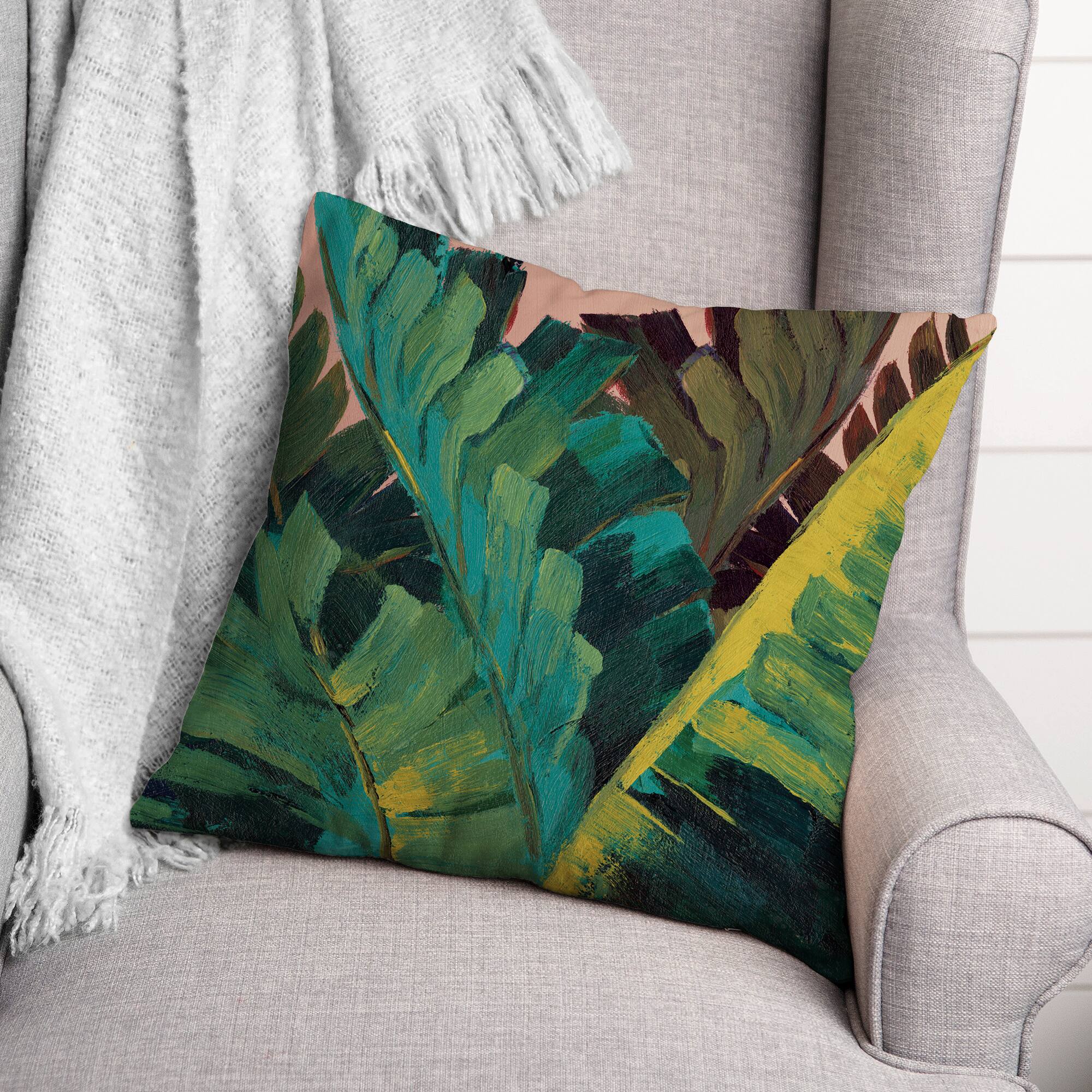 Hand Painted Leaves 18" x 18" Indoor / Outdoor Pillow